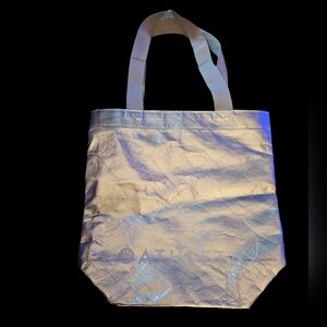 Athleta Metallic Silver Reusable Shopping Tote Bag 14"x14"
